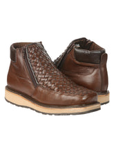 Load image into Gallery viewer, El General Men’s Brown Woven Ankle Boots with Zipper 45184
