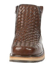 Load image into Gallery viewer, El General Men’s Brown Woven Ankle Boots with Zipper 45184
