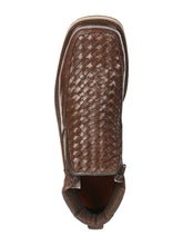 Load image into Gallery viewer, El General Men’s Brown Woven Ankle Boots with Zipper 45184
