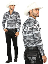 Load image into Gallery viewer, Centenario Men's Black Denim with Gray Embroidered Details 45311
