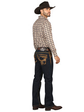 Load image into Gallery viewer, Centenario Men's Rinse Blue Denim with Gold Embroidered Details  45313
