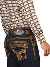 Load image into Gallery viewer, Centenario Men's Rinse Blue Denim with Gold Embroidered Details  45313
