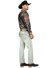 Load image into Gallery viewer, Centenario Men's Light Blue Denim with Embroidered Details 45317
