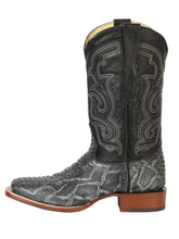 Load image into Gallery viewer, El General Men’s Python Imitation Rodeo Boots - Gray 45432
