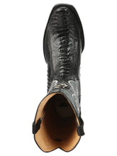 Load image into Gallery viewer, El General Men's Exotic Ostrich Leg Cowboy Boots - Black 45510
