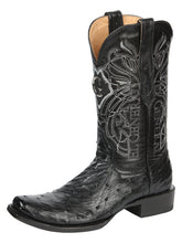 Load image into Gallery viewer, El General Men's Exotic Ostrich Leather Cowboy Boots - Black  45515
