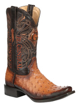 Load image into Gallery viewer, El General Men's Exotic Ostrich Leather Cowboy Boots - Cognac  45517
