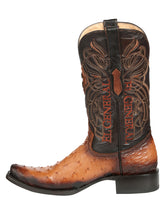 Load image into Gallery viewer, El General Men's Exotic Ostrich Leather Cowboy Boots - Cognac  45517
