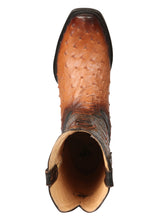 Load image into Gallery viewer, El General Men's Exotic Ostrich Leather Cowboy Boots - Cognac  45517
