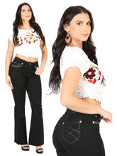 Load image into Gallery viewer, Centenario Women's Black Bootcut Denim Jeans 45543
