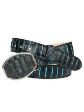 Load image into Gallery viewer, Men’s Western Belt El General Imitation Python - Black/Blue 45572
