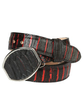 Load image into Gallery viewer, Men’s Western Belt El General Imitation Python - Black/Red 45573
