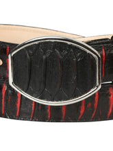 Load image into Gallery viewer, Men’s Western Belt El General Imitation Python - Black/Red 45573
