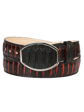 Load image into Gallery viewer, Men’s Western Belt El General Imitation Python - Black/Red 45573
