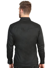 Load image into Gallery viewer, El General Men’s Long Sleeve Western Shirt - Black Stretch
  45612
