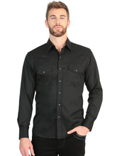 Load image into Gallery viewer, El General Men’s Long Sleeve Western Shirt - Black Stretch
  45612
