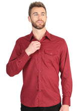 Load image into Gallery viewer, El General Men’s Long Sleeve Western Shirt - Red Stretch 45614

