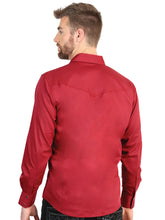 Load image into Gallery viewer, El General Men’s Long Sleeve Western Shirt - Red Stretch 45614
