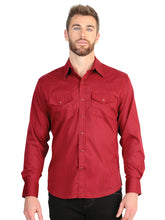 Load image into Gallery viewer, El General Men’s Long Sleeve Western Shirt - Red Stretch 45614
