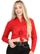Load image into Gallery viewer, El General Women’s Long Sleeve Western Shirt - Red Stretch  45620
