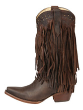 Load image into Gallery viewer, El General Women’s Fringe Western Boots - Choco 45795
