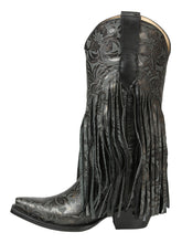Load image into Gallery viewer, El General Women’s Fringe Western Boots - Black 45796

