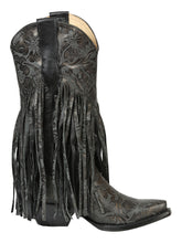 Load image into Gallery viewer, El General Women’s Fringe Western Boots - Black 45796
