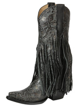 Load image into Gallery viewer, El General Women’s Fringe Western Boots - Black 45796
