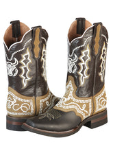 Load image into Gallery viewer, El General Rodeo Boot - Crazy Brown with Embroidery 51110
