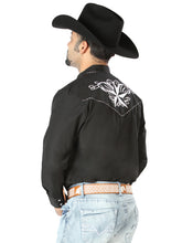 Load image into Gallery viewer, El General Embroidery Western Shirt Black/White 126682
