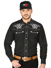 Load image into Gallery viewer, El General Embroidery Western Shirt Black/White 126682
