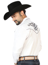Load image into Gallery viewer, El General Embroidery Western Shirt White/Black 126683
