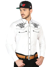 Load image into Gallery viewer, El General Embroidery Western Shirt White/Black 126683
