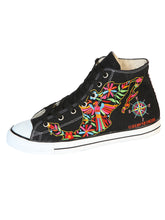 Load image into Gallery viewer, Artisanal Embroidered Sneakers Textile Canvas Black 602780
