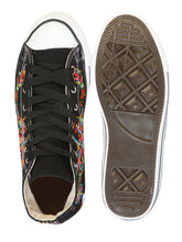 Load image into Gallery viewer, Artisanal Embroidered Sneakers Textile Canvas Black 602780
