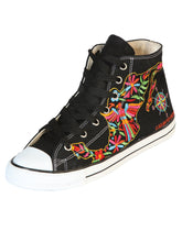 Load image into Gallery viewer, Artisanal Embroidered Sneakers Textile Canvas Black 602780
