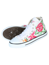 Load image into Gallery viewer, Artisanal Embroidered Sneakers Textile Canvas White 602781
