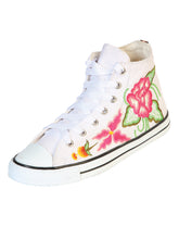 Load image into Gallery viewer, Artisanal Embroidered Sneakers Textile Canvas White 602781
