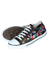 Load image into Gallery viewer, Artisanal Embroidered Sneakers Textile Canvas Black 602783

