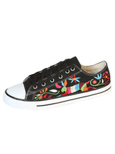 Load image into Gallery viewer, Artisanal Embroidered Sneakers Textile Canvas Black 602783
