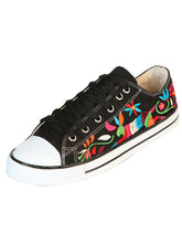 Load image into Gallery viewer, Artisanal Embroidered Sneakers Textile Canvas Black 602783

