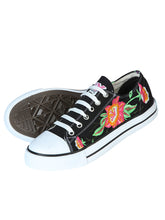 Load image into Gallery viewer, Artisanal Embroidered Sneakers Textile Canvas Black 602784
