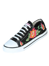 Load image into Gallery viewer, Artisanal Embroidered Sneakers Textile Canvas Black 602784
