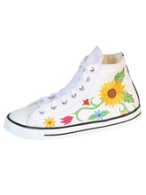 Load image into Gallery viewer, Artisanal Embroidered Sneakers Textile Canvas  White 602787
