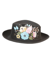 Load image into Gallery viewer, Artisanal Hand Painted Hat Suede Black 603820
