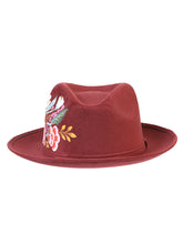 Load image into Gallery viewer, Artisanal Hand Painted Hat Suede Wine 603821

