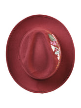 Load image into Gallery viewer, Artisanal Hand Painted Hat Suede Wine 603821
