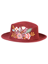 Load image into Gallery viewer, Artisanal Hand Painted Hat Suede Wine 603821
