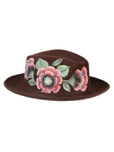 Load image into Gallery viewer, Artisanal Hand Painted Hat Suede Brown 603822
