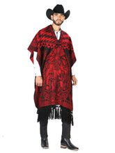 Load image into Gallery viewer, Artisanal Mexican Poncho 92% Acylic, 8% Polyester Black/Red  603836
